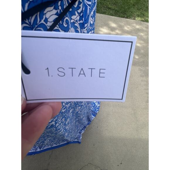 NWT 1. State Women's Blue/White Maxi Halter Dress Size S Measurements in descrip - Picture 5 of 5